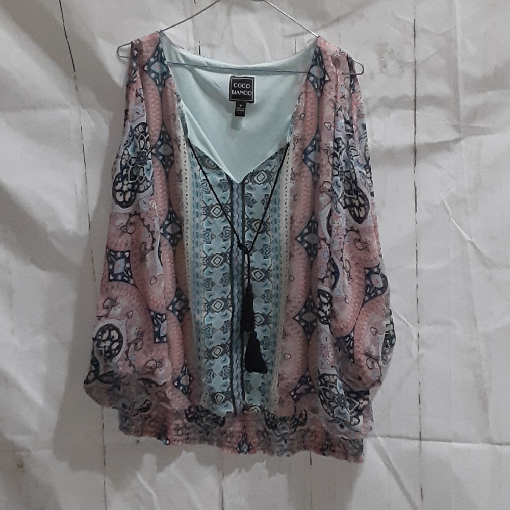 Womens Coco Bianco Pink N Teal Top